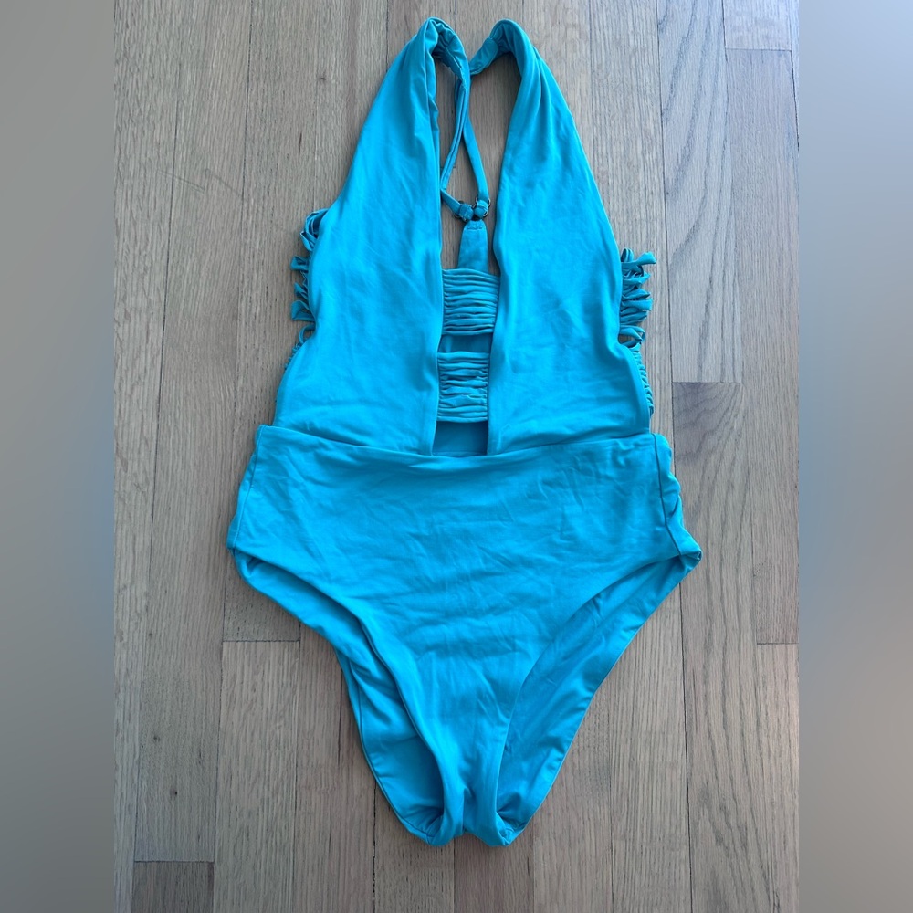 Turquoise Halter One-Piece Swimsuit - Women